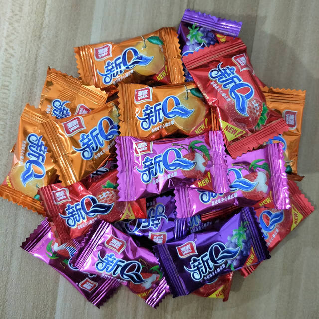 雅客新q夹心软糖橡皮糖水果味软糖500g约80颗散装婚庆喜糖香橙