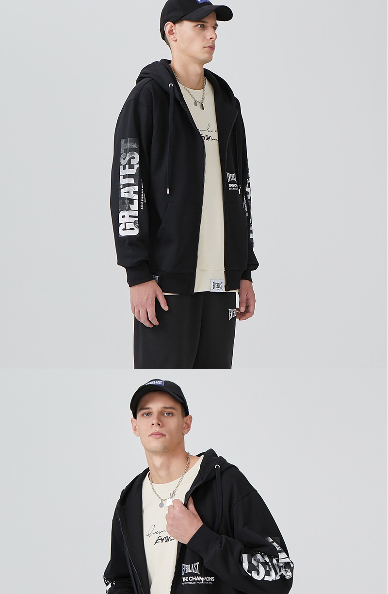 everlast拳击运动卫衣带帽纯棉外套秋冬新款大logo健身训练上衣休闲