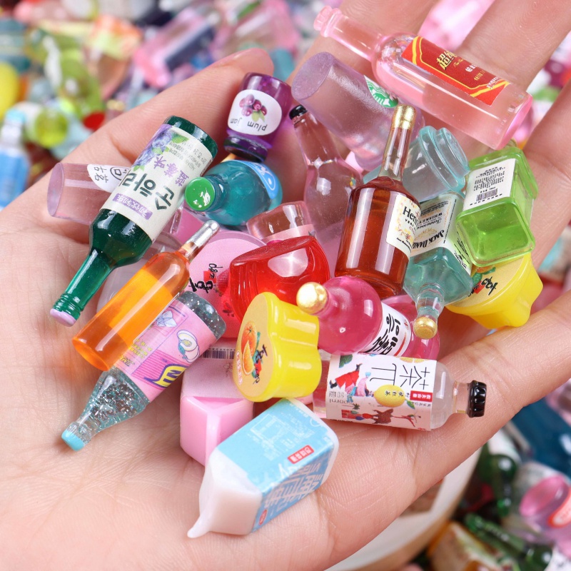 定制玩具迷你瓶子摆件仿真配件diy饮料瓶壳材料树脂小瓶子混装100个