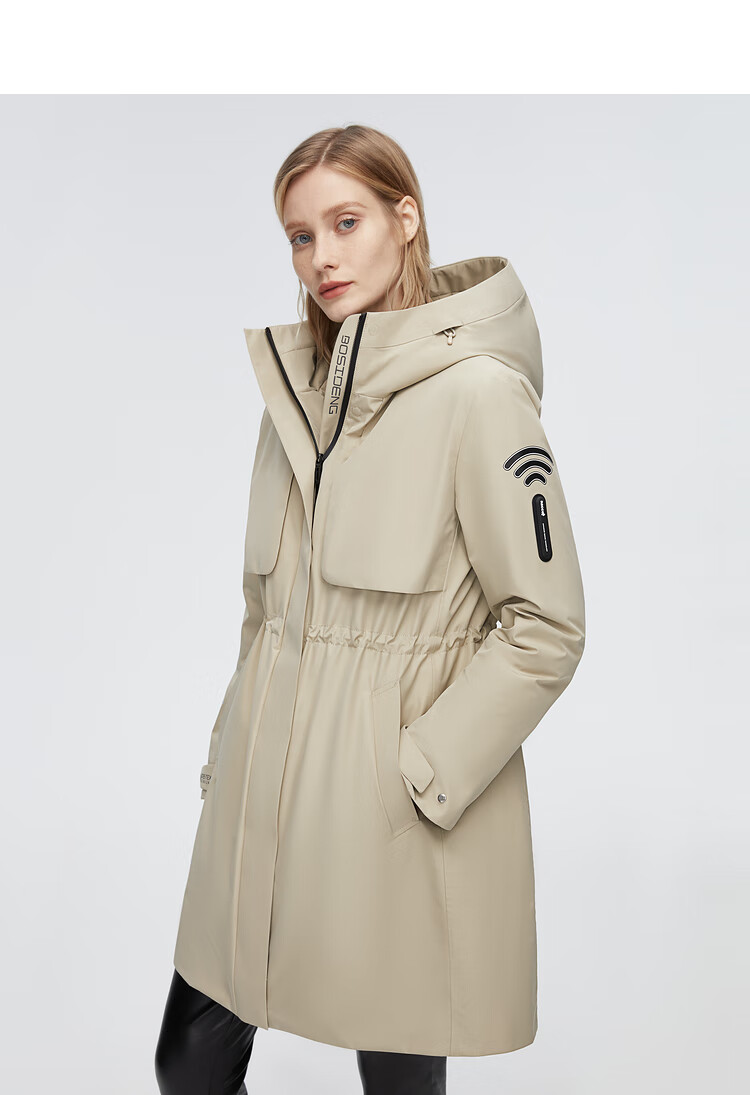 【高端户外】波司登风衣羽绒服女2022年秋冬新款中长款内脱卸风衣鹅绒