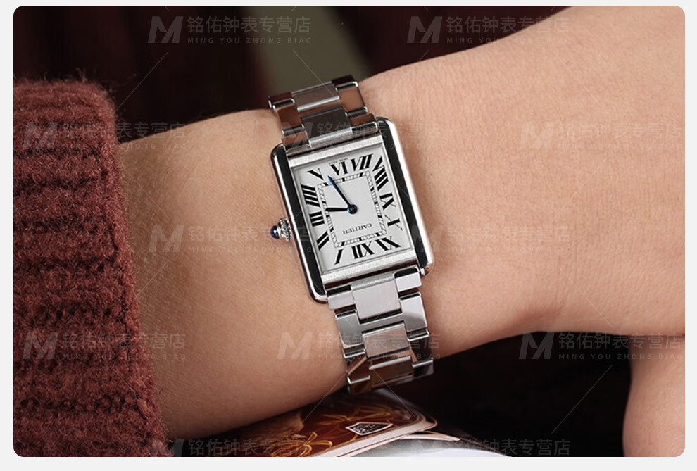 瑞士卡地亚cartier手表女士坦克系列时尚方形石英表女表wsta0042黑皮