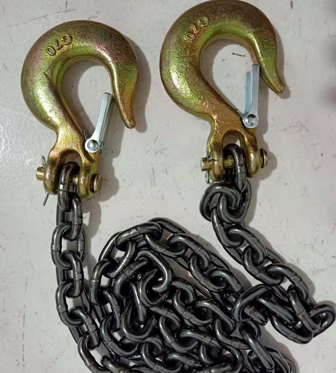 拖车链条吊钩起重链条锰钢双钩铁链吊石材吊石头铁链链条吊索具 3吨6