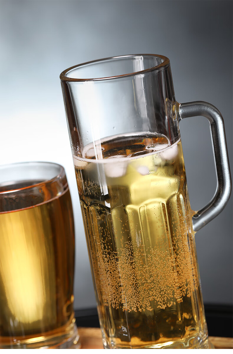 扎啤杯玻璃杯啤酒杯子感大号带把手家用英雄杯 【1只装】621ml淑女杯