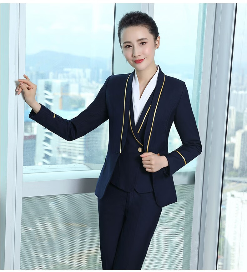 南航空姐制服职业装女套装酒店前台气质工作服空乘面试服装秋定制款