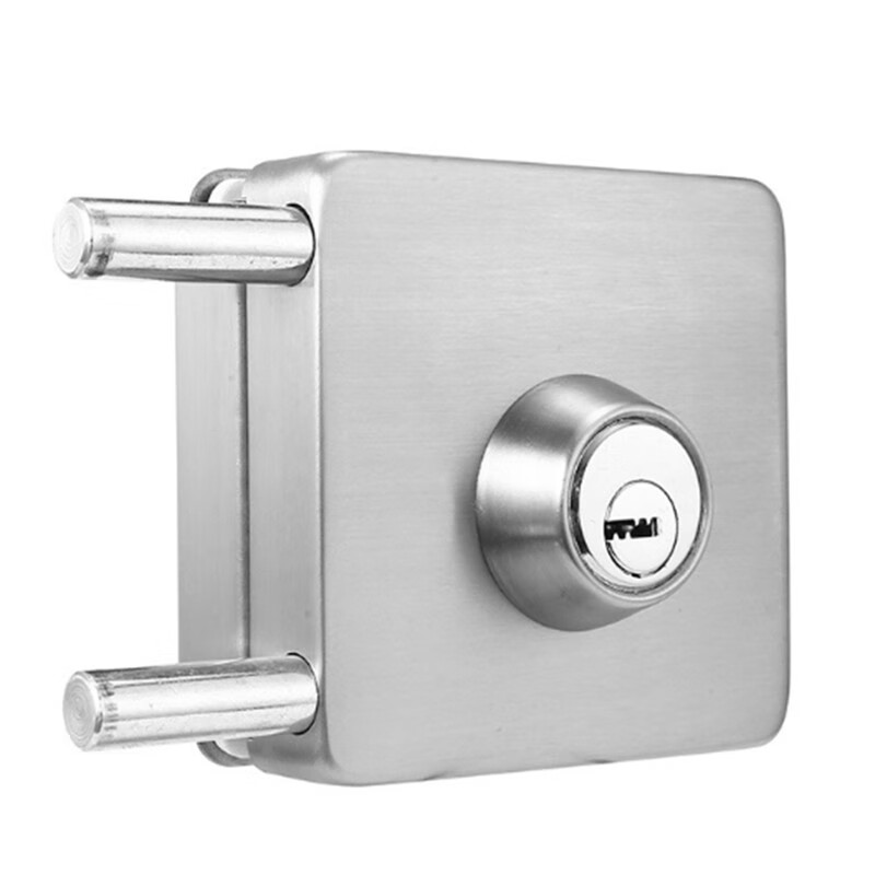 方形玻璃锁玻璃门锁免开孔单边锁插销锁公办室玻璃锁孔距64mm64mm孔距