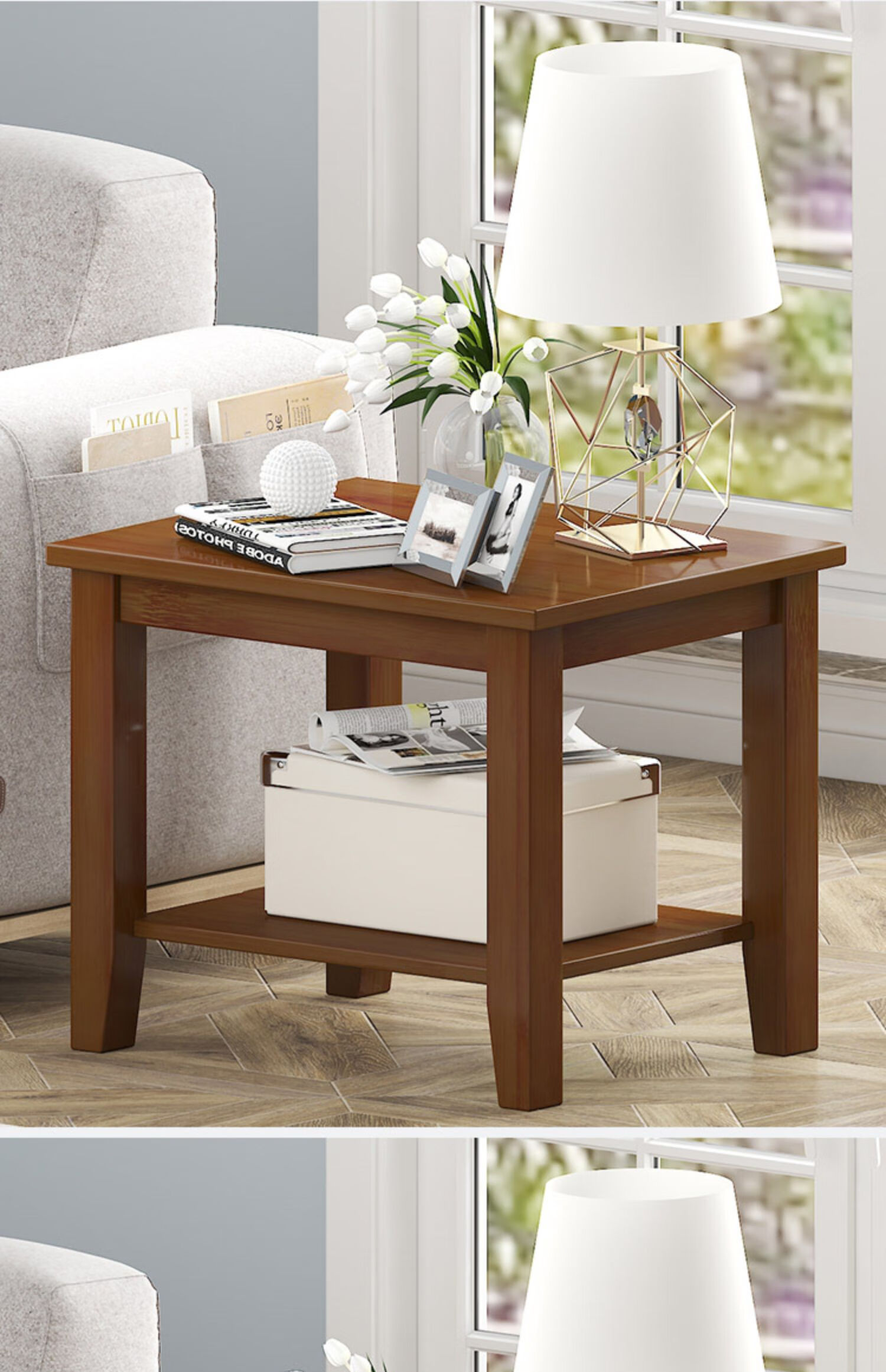 沙发边桌客厅小方桌子家用方几角几仿实木床头边几简约网红小茶几80