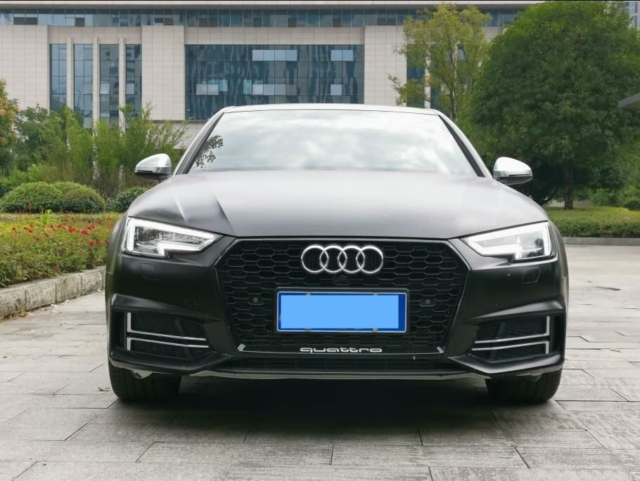 适用于奥迪1719新款a4l改装rs4蜂窝前脸格栅雾灯框精品升级改装黑框银