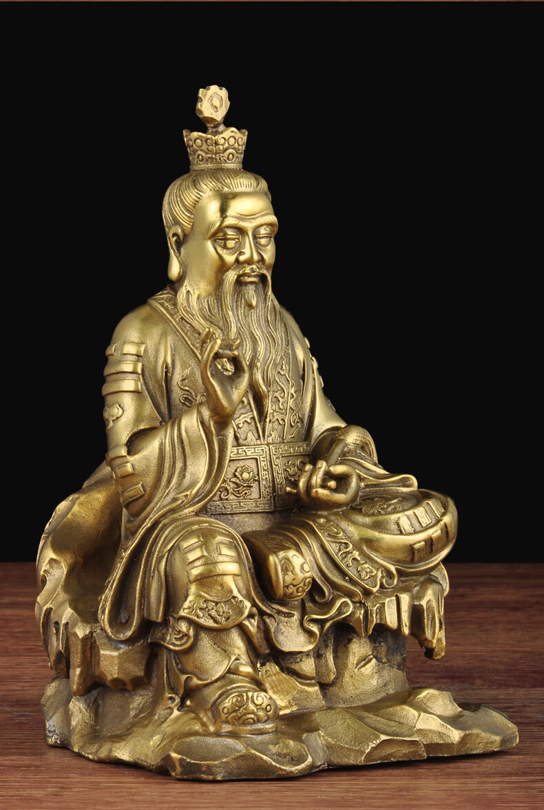 纯铜太上老君神像三清道祖神像元始天尊仙家供奉道教祖师铜像摆件7寸