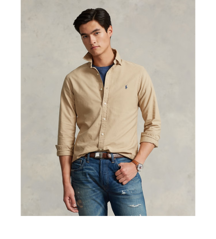polo ralph lauren 拉夫劳伦男装 22年秋季经典版棉成衣染色衬衫rl1
