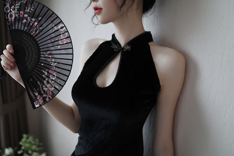 紧身角色扮演sm中国风旗袍高叉复古民国长裙cos1360黑色均码不含袜