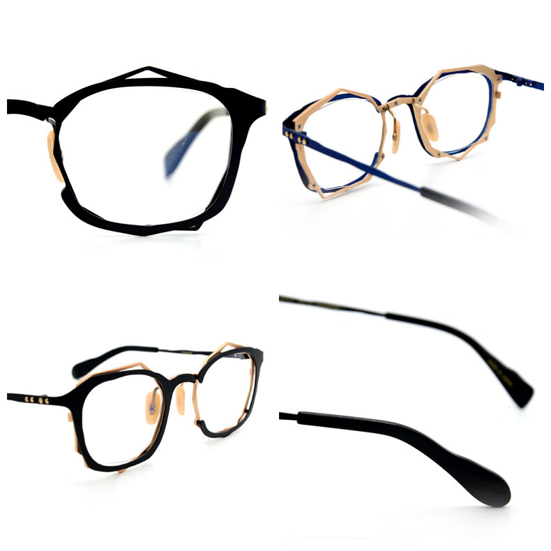 日本方框设计师丸山正宏手工不规则形状眼镜框独特文艺纯钛镜架纯黑色