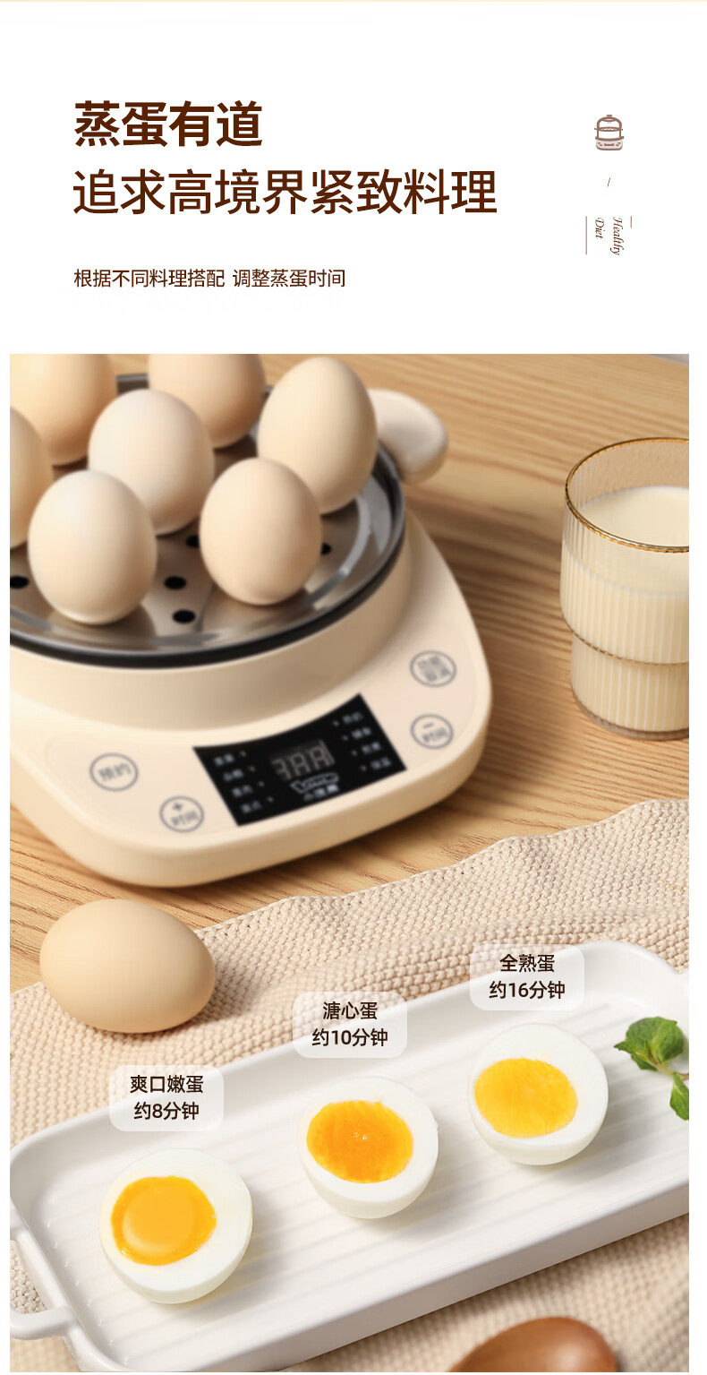 小浣熊煮蛋器自动断电煮鸡蛋神器定时迷你蒸蛋机蒸鸡蛋羹绿色升级款