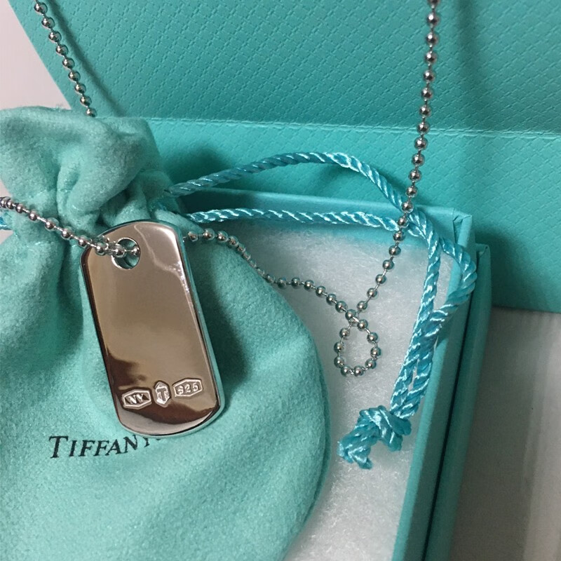 蒂芙尼tiffany蒂凡尼1837makers系列925银男士雕刻标签吊牌吊坠项链送