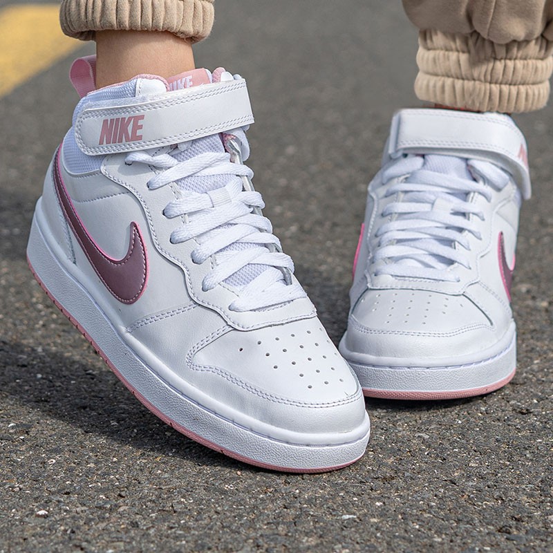 潮耐克女鞋nikecourtboroughmid黑红黑曜石小乔治城中帮运动板鞋休闲