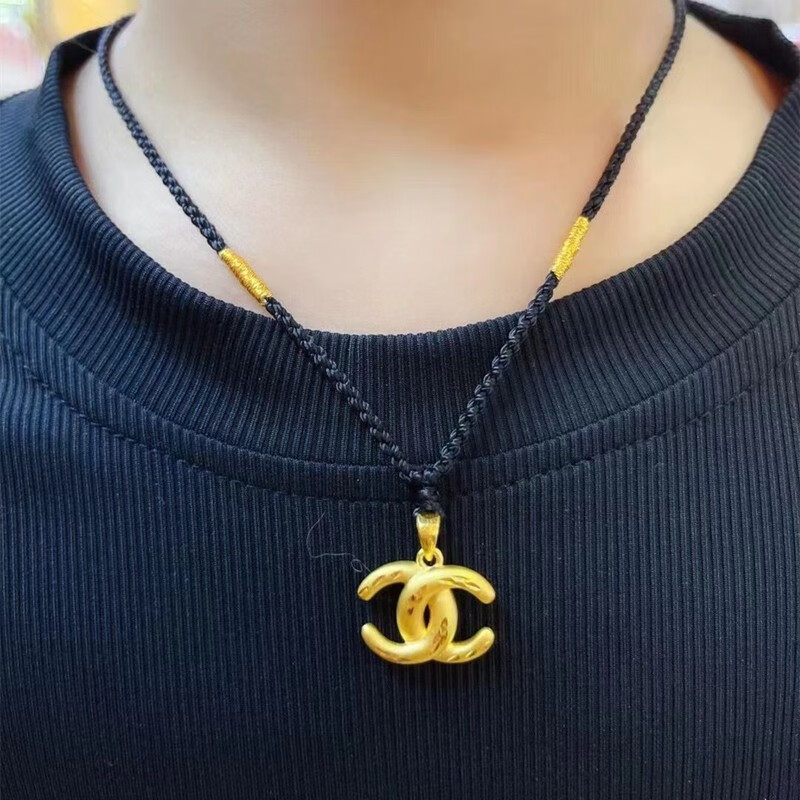 足金中版双c吊坠 18k金推拉肖邦链【图片 价格 品牌 报
