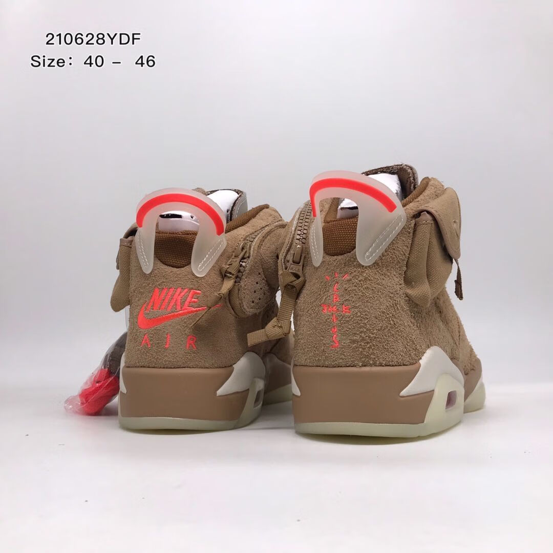 travis scott ts联名卡其棕口袋鬼脸休闲运动鞋高帮篮球鞋潮 卡其棕