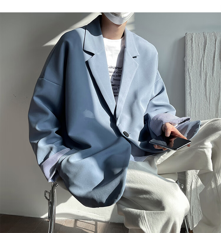 霖速雅痞风男装英伦雅痞oversize西装外套男春秋感轻奢西服hiphop轻熟