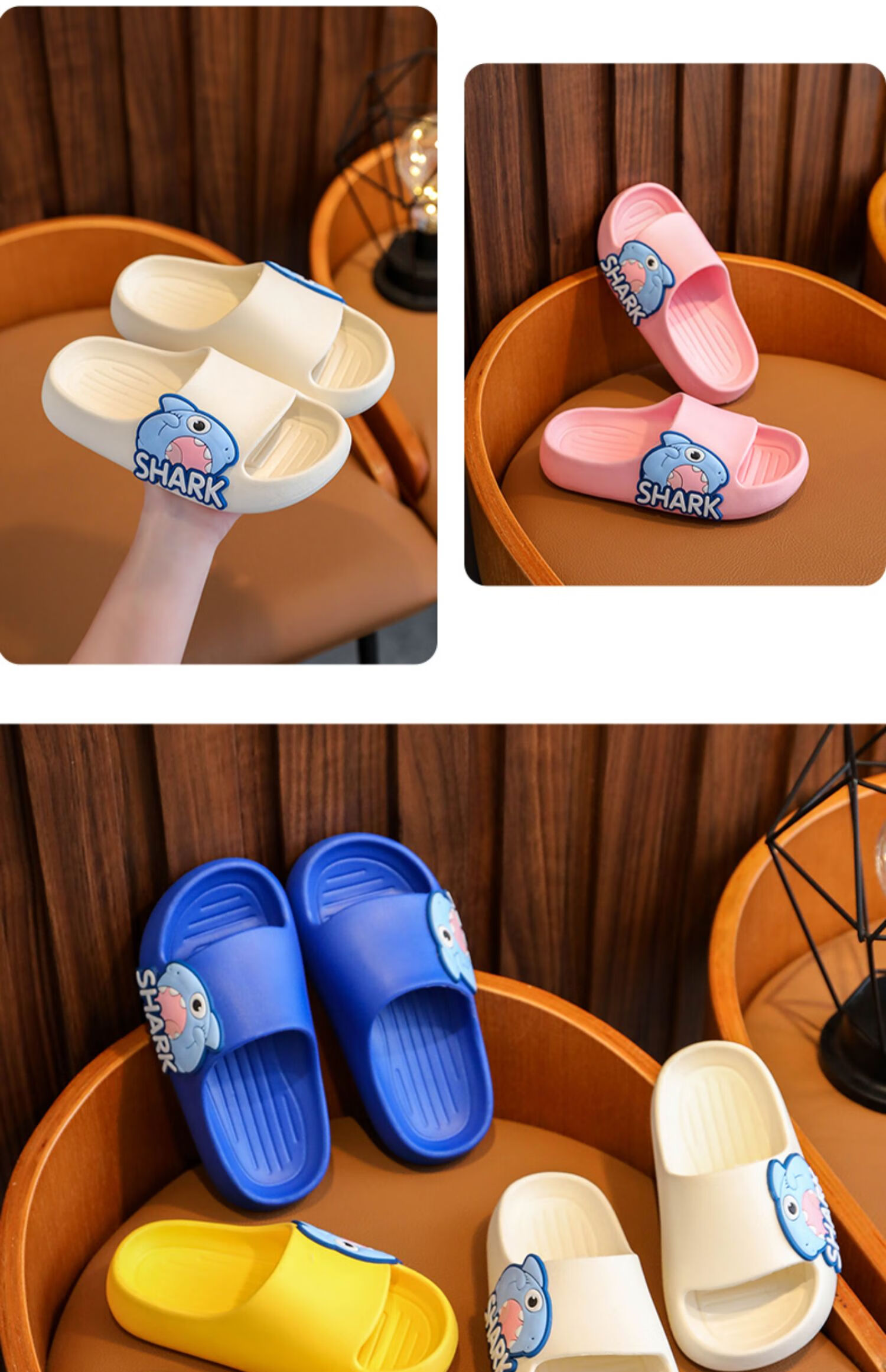 迪士尼旗舰官方店同款 鲨鱼儿童拖鞋夏男女童网红款小孩子浴室内宝宝
