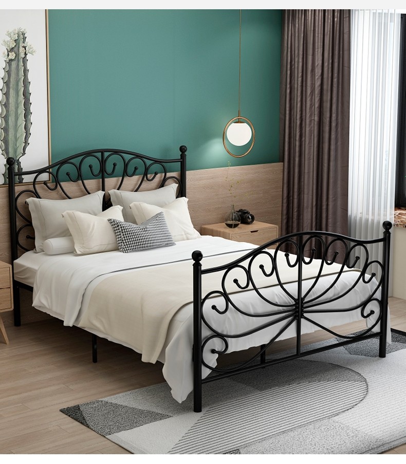 简佩jianpei铁艺床欧式双人床民宿铁床加厚公寓酒店公主铁架床15套装