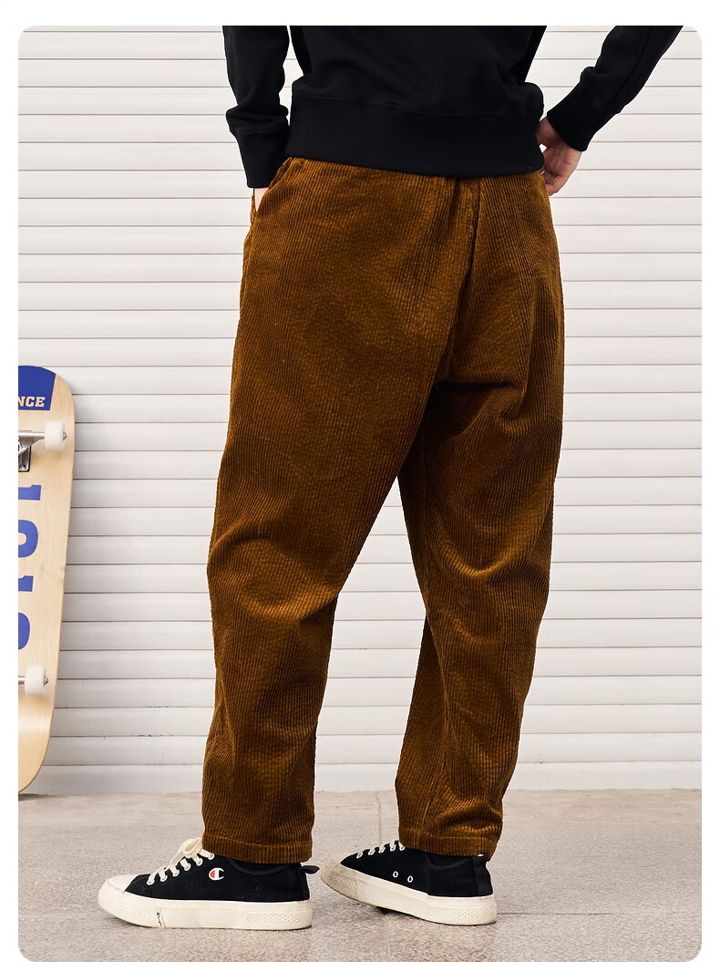 champion秋冬新品全棉刺绣小c灯芯绒休闲裤长裤男 黑色 l【图片 价格