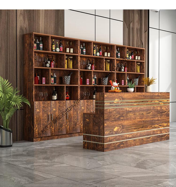 酒柜收银台一体饭店餐厅超市简约现代展示柜储物档案柜可定制 长200