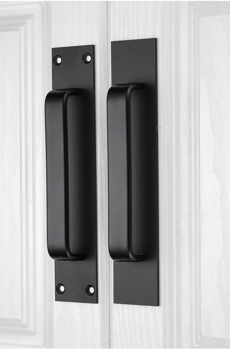 门拉手大门把手免打孔玻璃推拉门家用房门移门木门明装门窗拉手黑色有