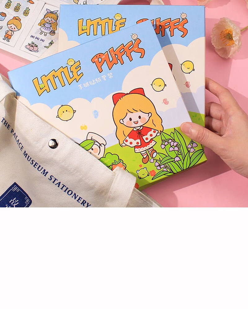 捷速奇pet防水手帐贴纸册100张礼盒套装手账本少女心可爱韩版装饰小