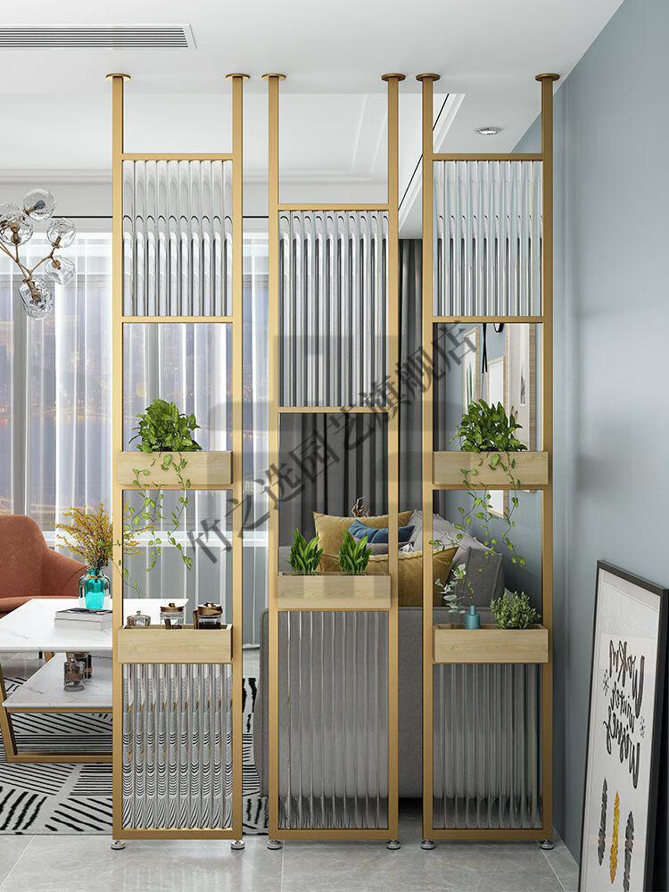 班奇盾屏风隔断现代简约客厅长虹玻璃装饰屏风金属遮挡玄关洗漱台旁