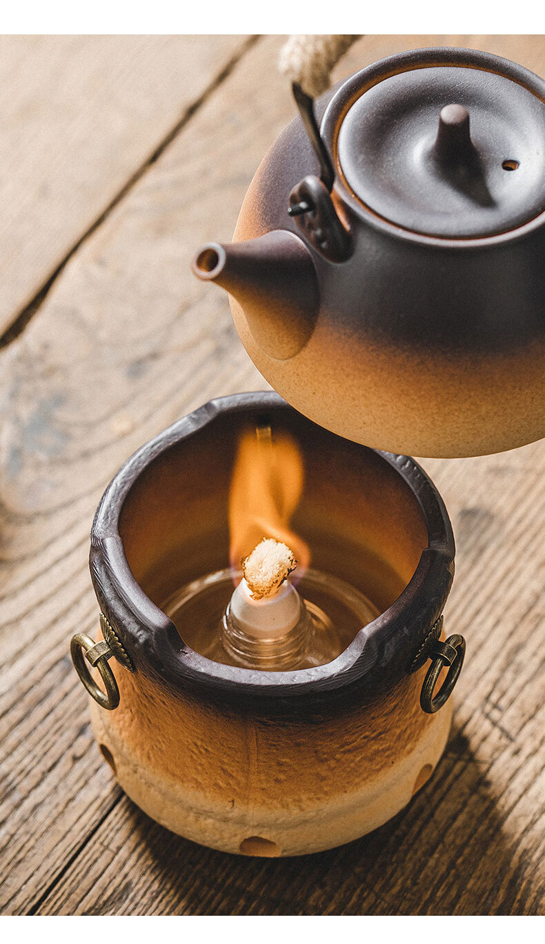 酒精灯煮茶器功夫泡茶陶瓷烧水壶家用明火小型室内客厅白茶炉单壶福圆