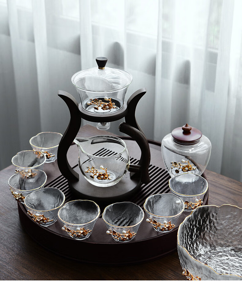 自动磁吸泡茶器玻璃泡茶壶网红泡茶壶茶杯家用懒人茶具套装宫灯泡茶