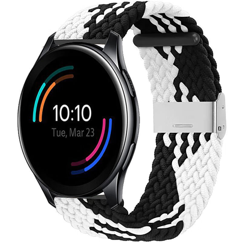 手表编织布替换带尼龙个性时尚潮腕带w纹黑绿卡扣尼龙一加手表表带