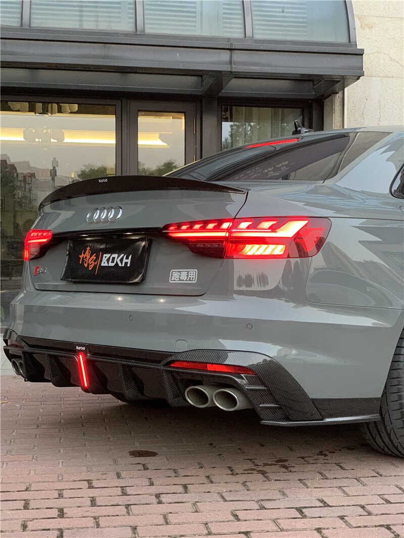 适用于2022款奥迪a4l尾翼20-22新款s4卡布尔后唇改装kel干碳前铲碳
