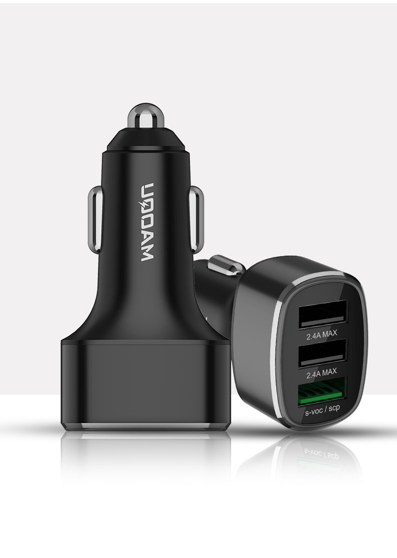 充适用苹果13华为oppo一加闪充60w66w一拖三孔车充头gt680黑225w超充