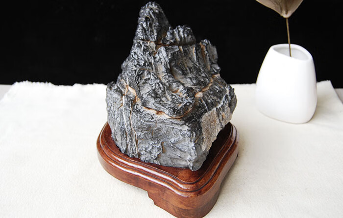 知茗新款灵璧石自然随型滴水莲花室内家居办公桌面摆件精品18号表皮