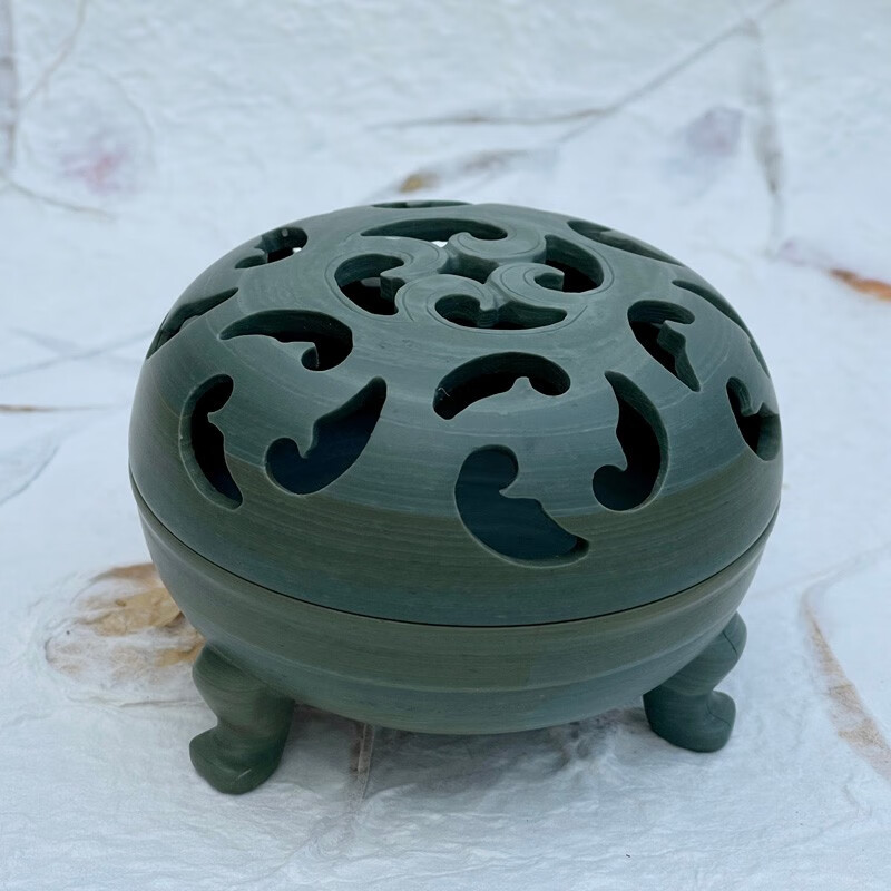 紫霞堂松花石香薰炉镂空文化礼品竹节香薰炉