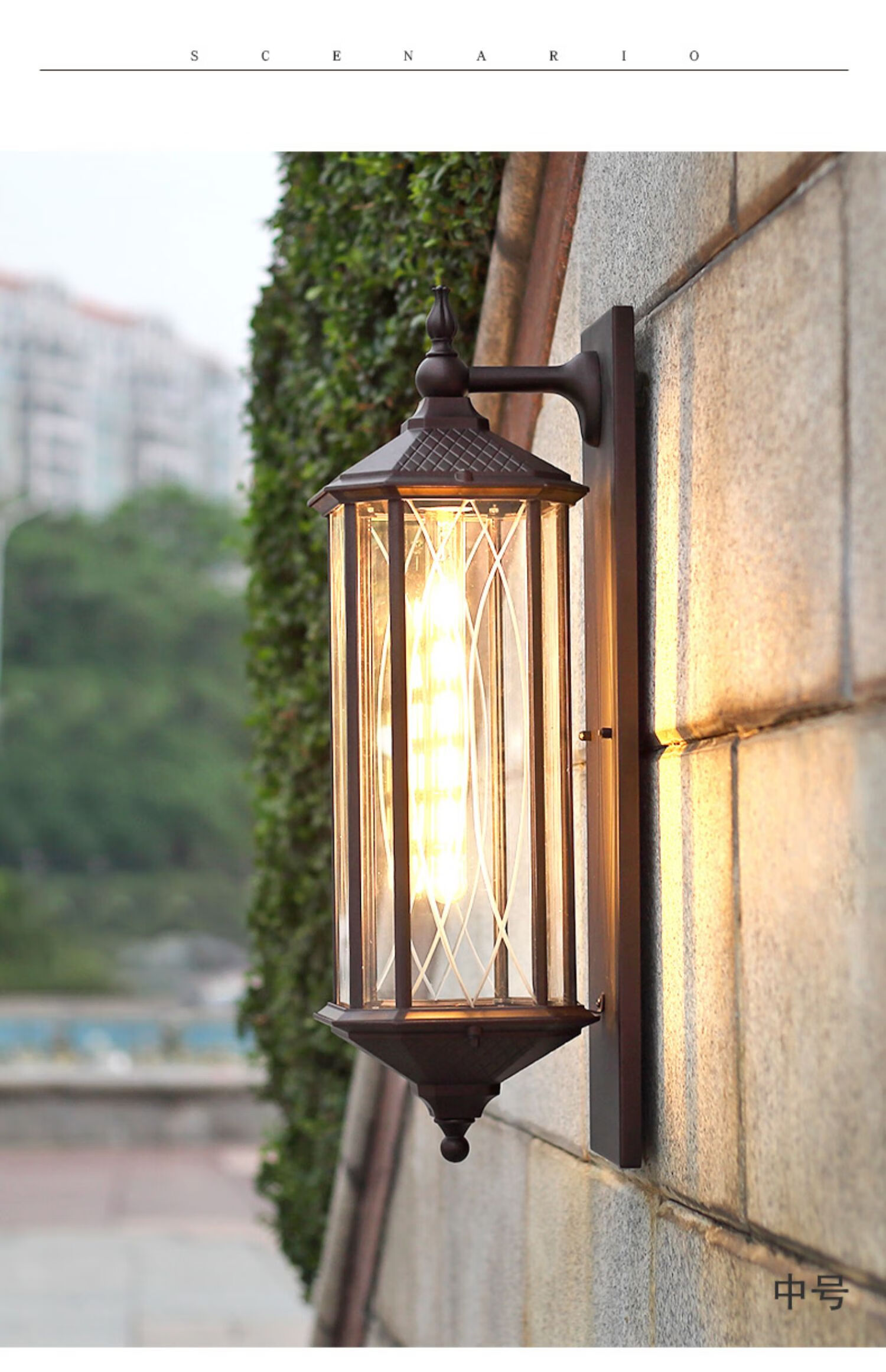 壁灯户外大门口别墅防水复古中式家用庭院太阳能超亮阳台室外墙灯金