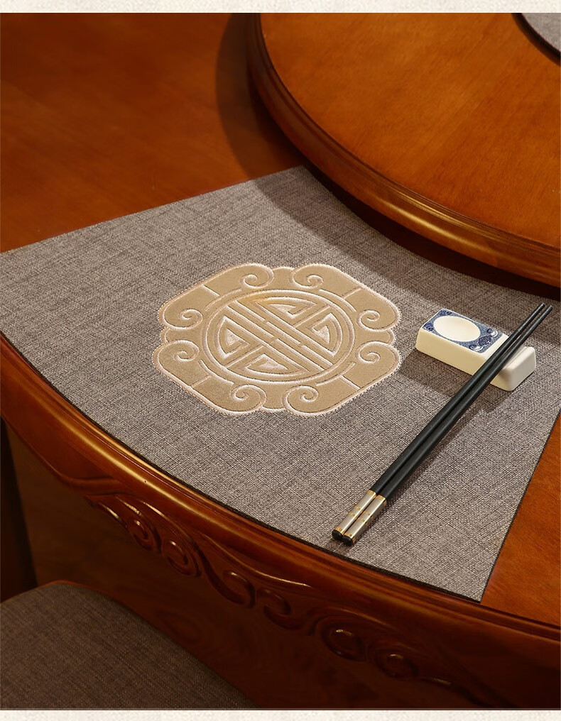 巢品扇形餐垫新中式圆桌高档防烫餐桌垫布家用餐具餐盘垫定制陶然居