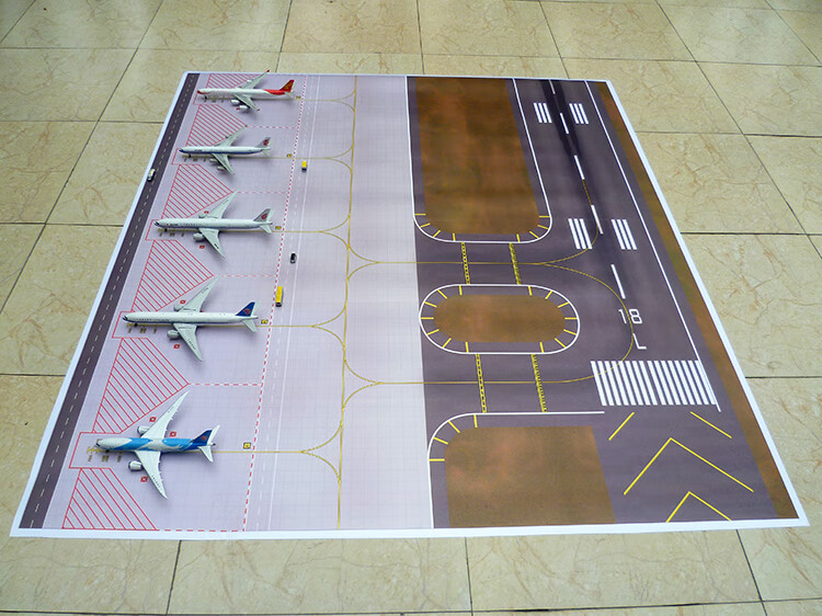 飞机场模型跑道 飞机跑道机场场景模型平面图纸 5个机位版 1:400 1