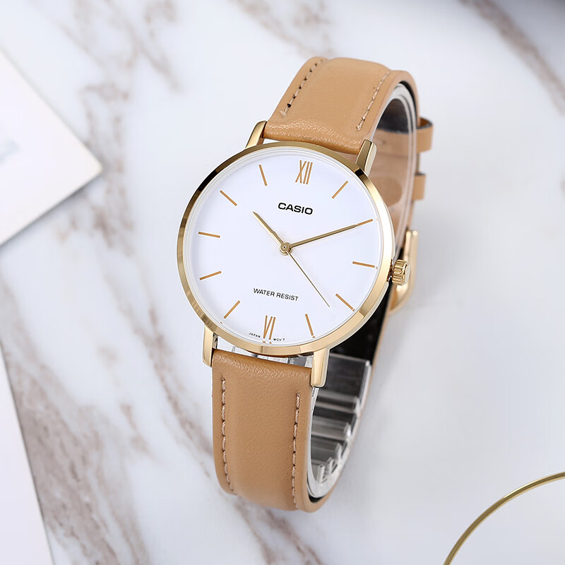 casio卡西欧 海外代购casio手表女ins风简约皮带时尚金属石英女表专柜
