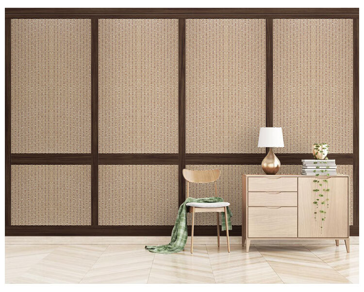 复古3d仿真藤编榻榻米墙纸日式和风居酒屋寿司店酒店民宿壁纸集成板
