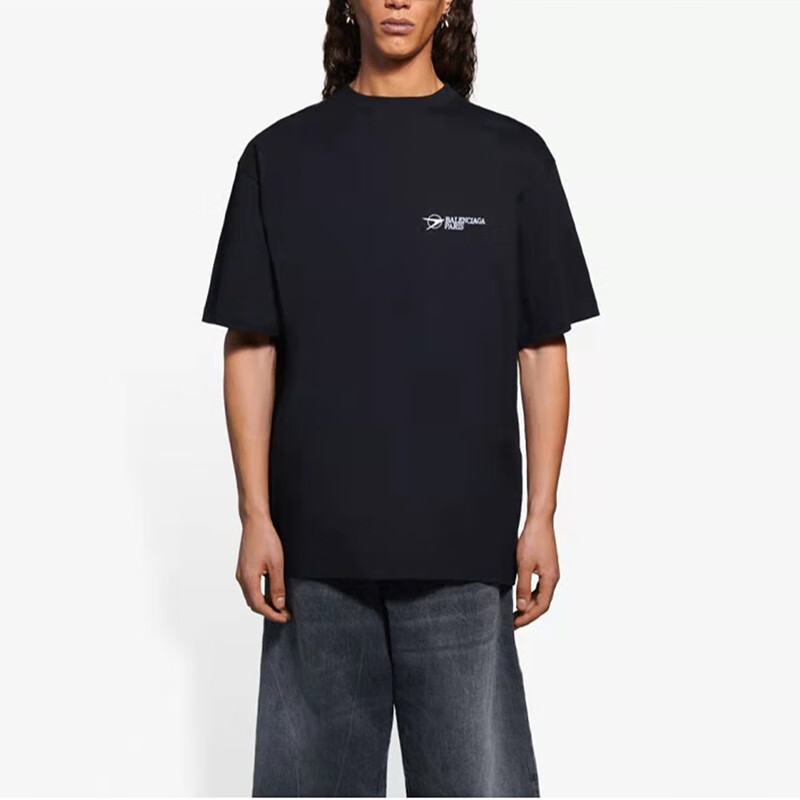 balenciaga巴黎世家字母圆领短袖t恤黑色男女同款612966tkv861070黑色