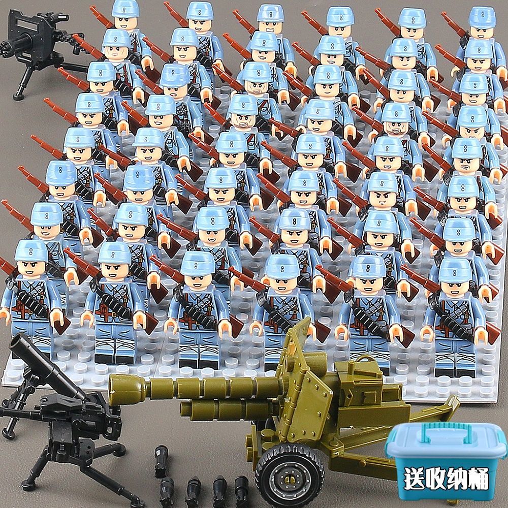 乐高lego幻影忍者积木二战八路军士兵大方阵人偶仔拼装男孩玩具生日