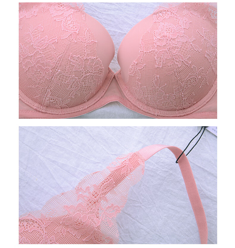 华歌尔wacoal新立盈蕾丝聚拢上抬丰盈乳沟小胸文胸wb1440粉色75b