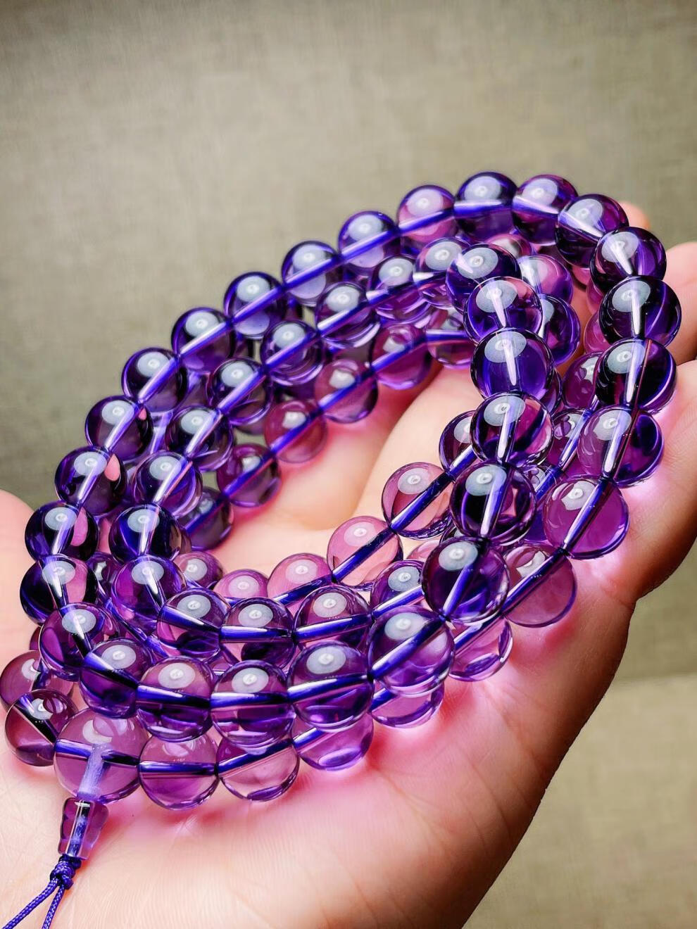 天然紫水晶108颗佛珠手串念珠全净体巴西紫晶一物一图