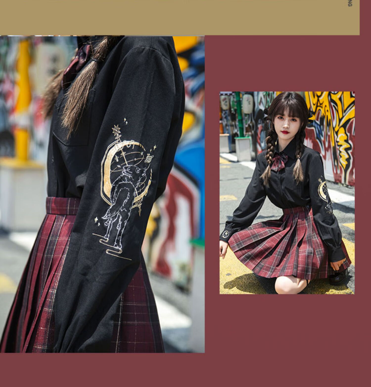国王与夜莺jk制服渡忘川原创正版红色格裙少女夏金线短裙子48cm拍下15