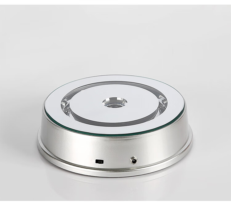 电动转盘展示台旋转水晶底座道具视频制作led灯座底座16厘米七彩灯插