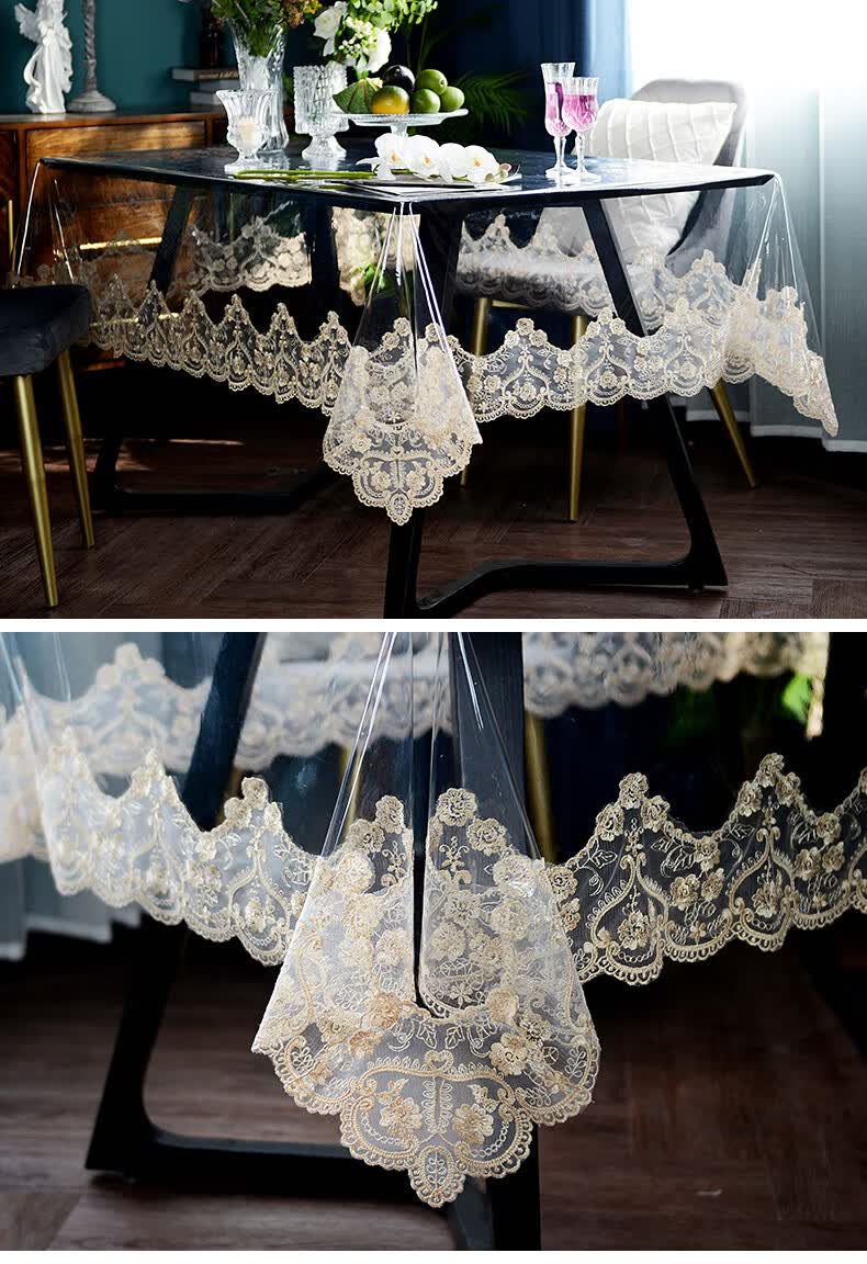 莎纤韵pvc桌布防水防油透明桌垫免洗茶几布水晶板软玻璃盖布蕾丝餐桌