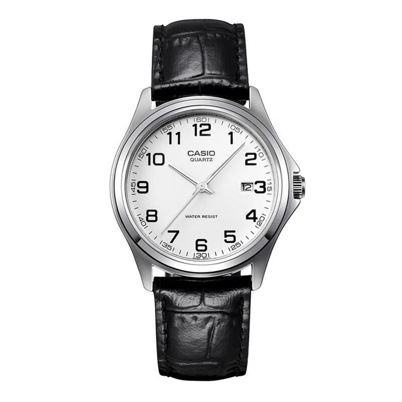 海外代购casio手表男商务钢带皮带防水指针带日历学生石英表mtp1183