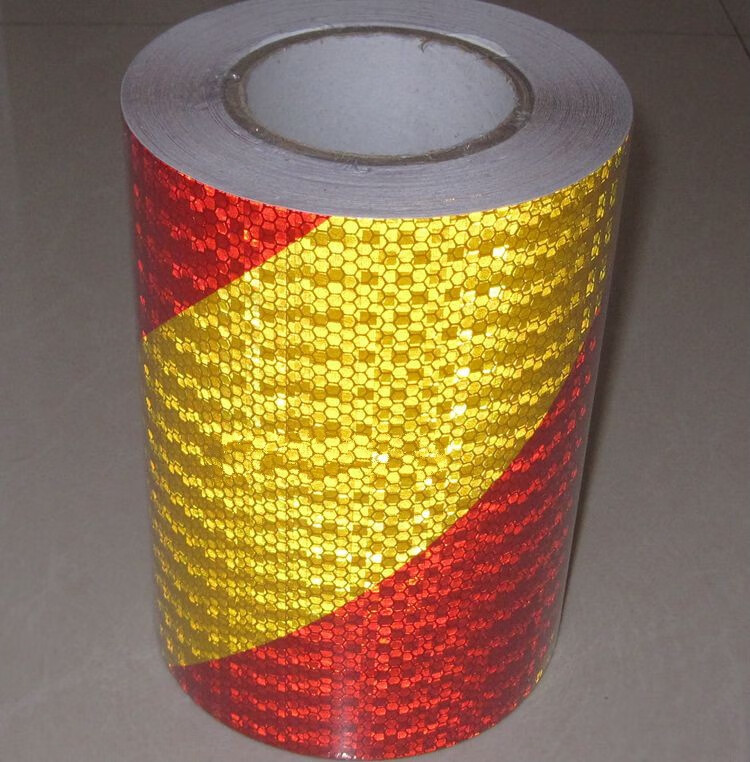 10cm黑黄红白斜纹反光条贴纸货车交通防撞警示胶带车库地贴膜20cm红白