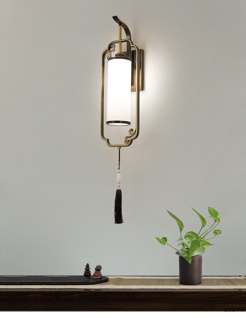银枪新中式酒店会所装饰壁灯新中式全铜壁灯禅意轻奢中国风客厅背景墙